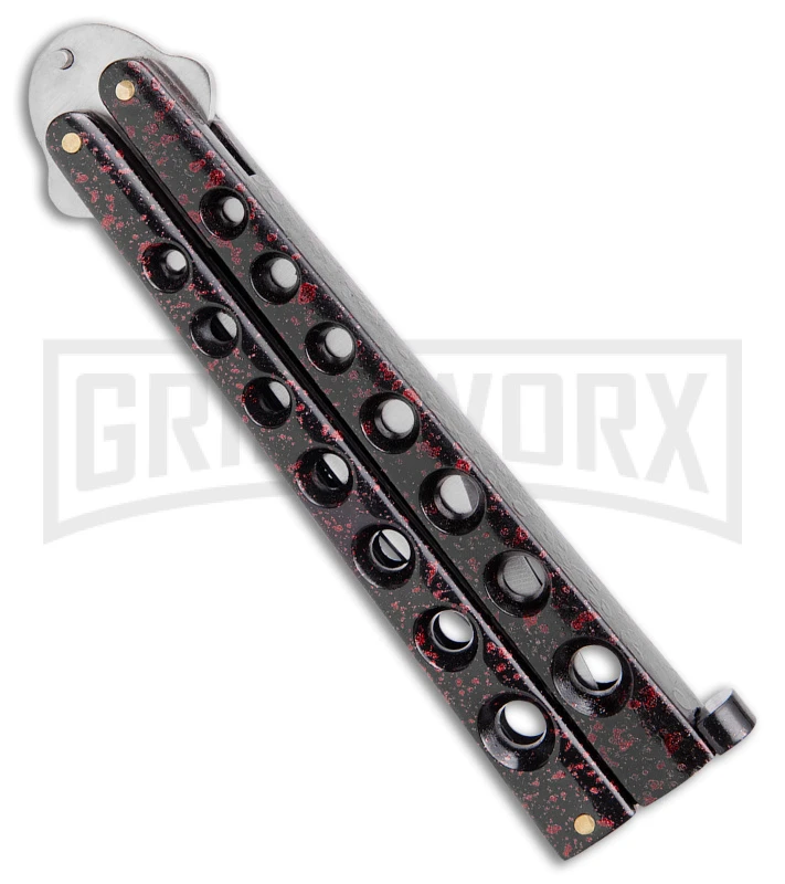 Scoundrel Balisong Black Red Butterfly Knife - Satin Plain 4 Scoundrel Balisong Black Red Butterfly Knife - Satin Plain - Image 2