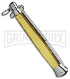 A.G.A. Campolin 18" Italian Stiletto Gold Ring Pull Automatic Knife - Bayo 7 A.G.A. Campolin 18" Italian Stiletto Gold Ring Pull Automatic Knife - Bayo -Grindworx aga champolin 18in stiletto gold bayo BP 18400 er side large