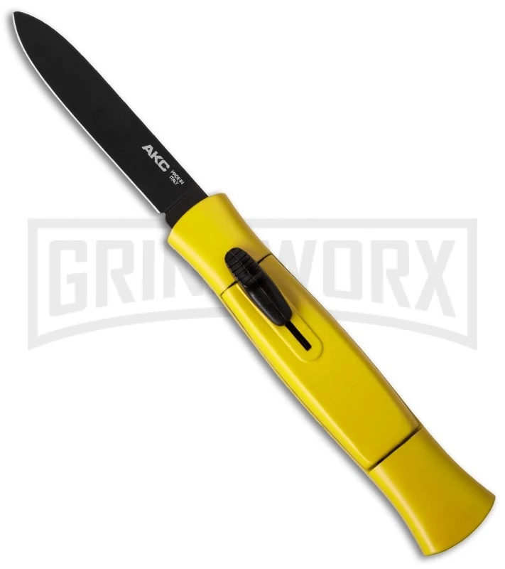 AKC 077 Concord Yellow OTF Automatic Knife - Black Plain 3 AKC 077 Concord Yellow OTF Automatic Knife - Black Plain