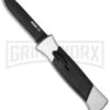 AKC 777 Blackfinger Brushed Aluminum OTF Automatic Knife - Black Plain 1 AKC 777 Blackfinger Brushed Aluminum OTF Automatic Knife - Black Plain -Grindworx akc 777 flat black large