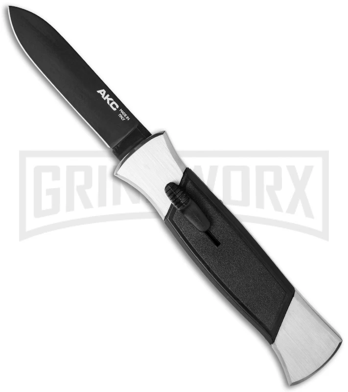 AKC 777 Blackfinger Brushed Aluminum OTF Automatic Knife - Black Plain 3 AKC 777 Blackfinger Brushed Aluminum OTF Automatic Knife - Black Plain