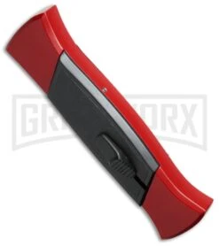 AKC 777 Blackfinger Red/Black OTF Automatic Knife - Flat Grind Satin Plain 7 AKC 777 Blackfinger Red/Black OTF Automatic Knife - Flat Grind Satin Plain -Grindworx akc 777 red satin flat bottom cm large