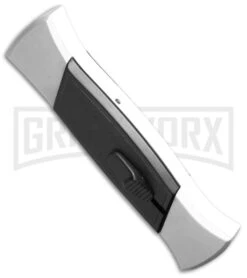 AKC 777 Blackfinger White/Black OTF Automatic Knife - Flat Grind Satin Plain 7 AKC 777 Blackfinger White/Black OTF Automatic Knife - Flat Grind Satin Plain -Grindworx akc 777 white satin flat bottom cm large