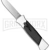 AKC 777 Blackfinger White/Black OTF Automatic Knife - Flat Grind Satin Plain 2 AKC 777 Blackfinger White/Black OTF Automatic Knife - Flat Grind Satin Plain -Grindworx akc 777 white satin flat cm large
