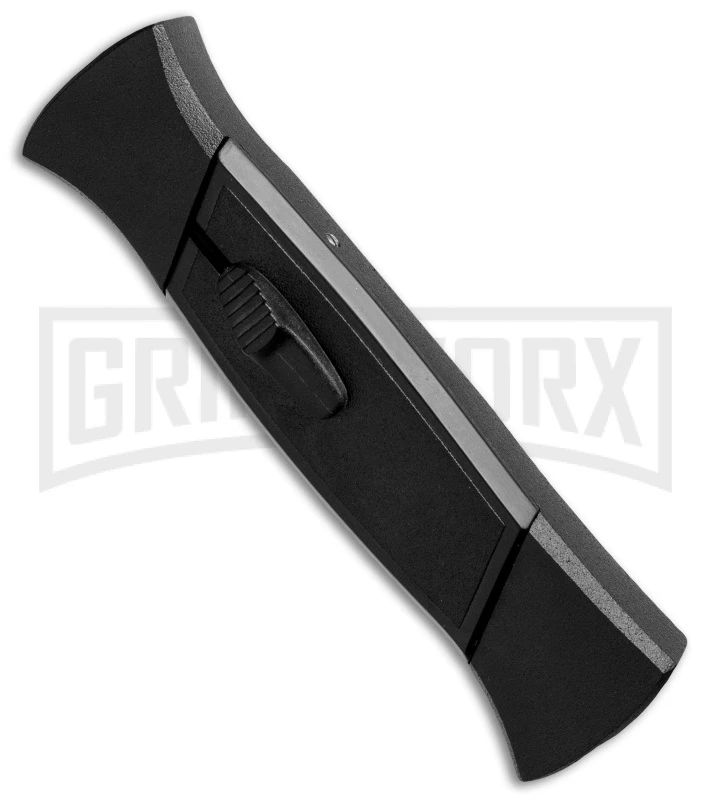 AKC 777 Blackfinger Black OTF Automatic Knife - Flat Grind Satin Plain 4 AKC 777 Blackfinger Black OTF Automatic Knife - Flat Grind Satin Plain - Image 2