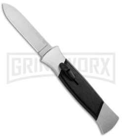 AKC 777 Blackfinger Brushed Aluminum OTF Automatic Knife - Flat Grind Satin