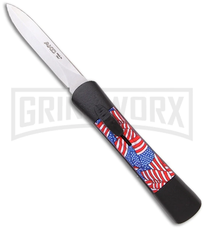 AKC Concord American Flag OTF Automatic Knife - Dagger Satin Plain 3 AKC Concord American Flag OTF Automatic Knife - Dagger Satin Plain