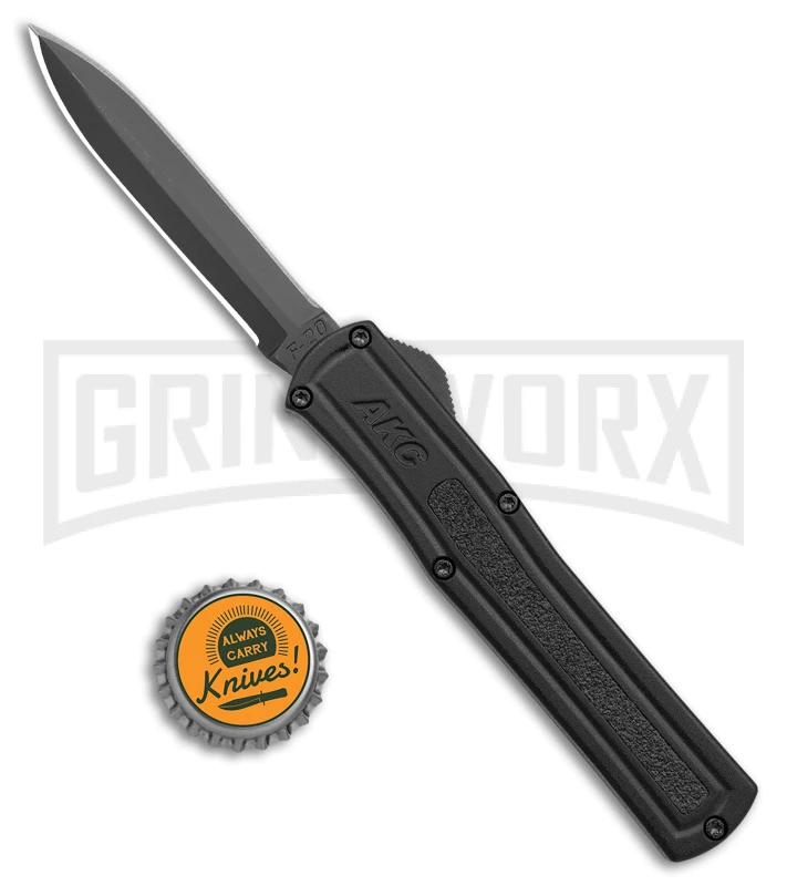 AKC F-20 Black D/A OTF Automatic Knife - Dagger Black Plain 6 AKC F-20 Black D/A OTF Automatic Knife - Dagger Black Plain - Image 4