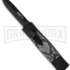 AKC Minion Concord Gray Snake OTF Automatic Knife - Dagger Black Plain -Grindworx akc minion gray snake black dagger large