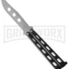 Bear & Son 114 Black Balisong Trainer Butterfly Knife - Satin Plain 2 Bear & Son 114 Black Balisong Trainer Butterfly Knife - Satin Plain -Grindworx bear and son butterfly trainer 114btr large