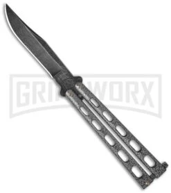 Bear And Son Knives 114 Silver Vein Balisong Butterfly Knife - Damascus Plain