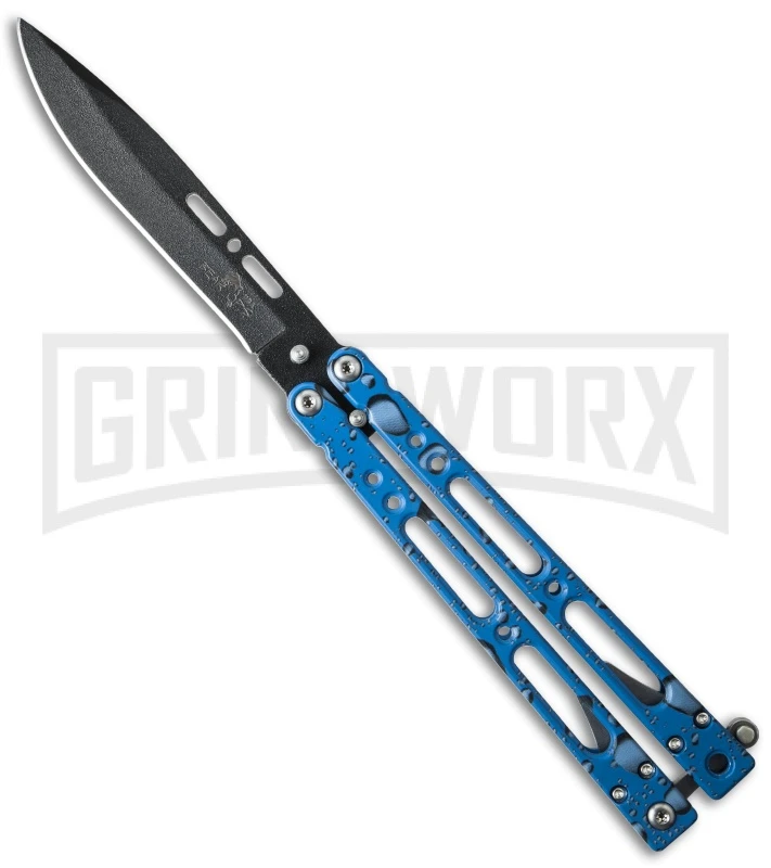 Bear OPS Bear Song IV Blue Raindrop Butterfly Knife - Black Plain 3 Bear OPS Bear Song IV Blue Raindrop Butterfly Knife - Black Plain