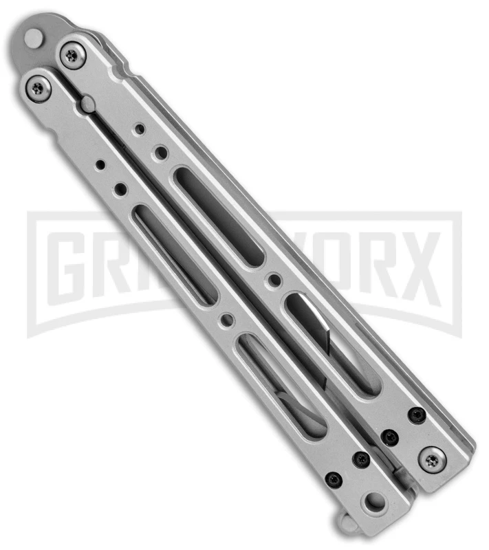 Bear OPS Bear Song IV Silver Tanto Butterfly Knife - Bead Blast Plain 5 Bear OPS Bear Song IV Silver Tanto Butterfly Knife - Bead Blast Plain - Image 3