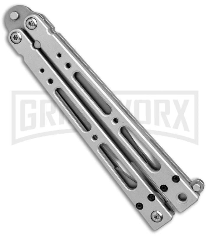 Bear OPS Bear Song IV Silver Tanto Butterfly Knife - Bead Blast Plain 4 Bear OPS Bear Song IV Silver Tanto Butterfly Knife - Bead Blast Plain - Image 2