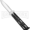 Benchmark BM004 Black Balisong Butterfly Knife - Satin Plain 1 Benchmark BM004 Black Balisong Butterfly Knife - Satin Plain -Grindworx benchmark bm004 bhq 10660 jr large