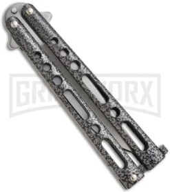 Benchmark Silver Speckle Balisong Butterfly Knife - Satin Plain 5 Benchmark Silver Speckle Balisong Butterfly Knife - Satin Plain -Grindworx benchmark bm005 back large 1