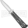 Benchmark Silver Speckle Balisong Butterfly Knife - Satin Plain 1 Benchmark Silver Speckle Balisong Butterfly Knife - Satin Plain -Grindworx benchmark bm005 bhq 10659 jr large 1