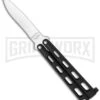 Benchmark BM007 Small Black Balisong Butterfly Knife - Satin Plain 1 Benchmark BM007 Small Black Balisong Butterfly Knife - Satin Plain -Grindworx benchmark bm007 large