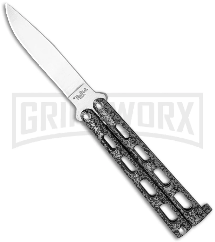 Benchmark Small Silver Speckle Balisong Butterfly Knife - Satin Plain 3 Benchmark Small Silver Speckle Balisong Butterfly Knife - Satin Plain
