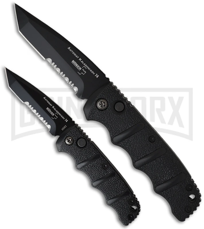 Boker Mini Kalashnikov Black Automatic Knife - Tanto Black Serr 5 Boker Mini Kalashnikov Black Automatic Knife - Tanto Black Serr - Image 3