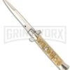 Frank B. 9" Italian Stiletto Ram Horn Automatic Knife - Bayonet -Grindworx frank b stiletto 9in ram horn bayo large