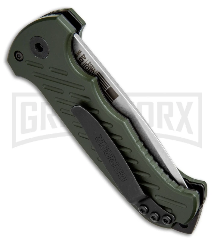 Gerber Auto 06 10th Anniversary Automatic Knife OD Green (3.6" Stonewash) 5 Gerber Auto 06 10th Anniversary Automatic Knife OD Green (3.6" Stonewash) - Image 3