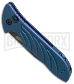 Kershaw Emerson Launch 5 Blue Automatic Knife - Black Plain -Grindworx kershaw emerson launch 5 blue ker7600blublk BHQ 37457 er spine large