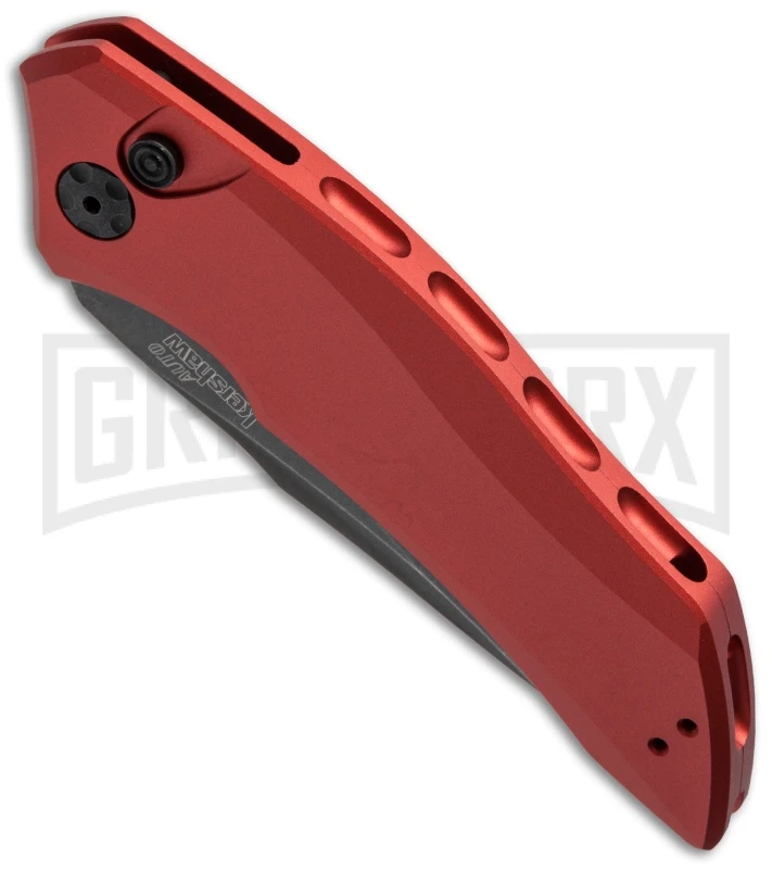Kershaw Launch 1 Red Aluminum Automatic Knife - Blackwash Plain 4 Kershaw Launch 1 Red Aluminum Automatic Knife - Blackwash Plain - Image 2
