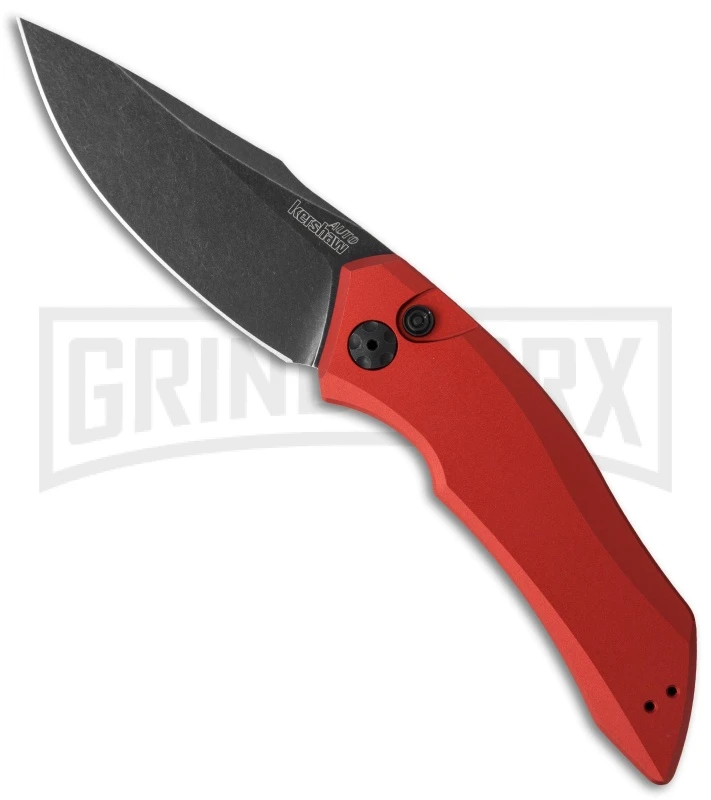 Kershaw Launch 1 Red Aluminum Automatic Knife - Blackwash Plain 3 Kershaw Launch 1 Red Aluminum Automatic Knife - Blackwash Plain