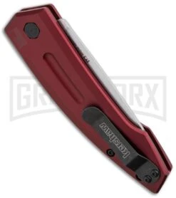 Kershaw Launch 2 Red Aluminum Automatic Knife - Stonewash Plain -Grindworx kershaw launch auto 2 sw red side cm large
