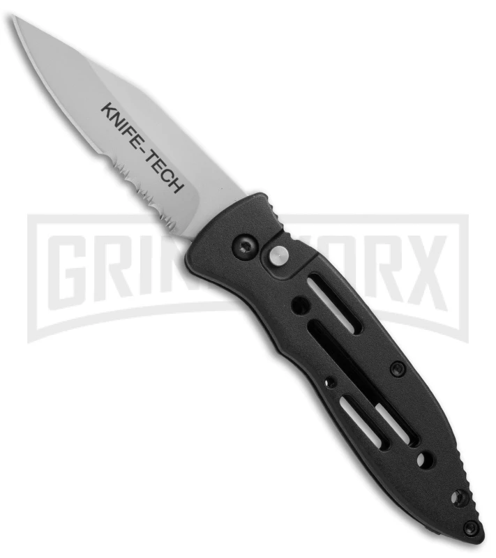 Knife-Tech Black Automatic Knife - Bead Blast Serr 3 Knife-Tech Black Automatic Knife - Bead Blast Serr