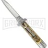 Levermatic 8" Stiletto Sim Stag Horn Automatic Knife -Flat Grind 2 Levermatic 8" Stiletto Sim Stag Horn Automatic Knife -Flat Grind -Grindworx levermatic stiletto 8in slim stag flat in 9h a 301f BP 9839 dl large