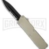 Lightning Tan D/A OTF Automatic Knife - Black Dagger Serr -Grindworx lightning tan black dagger serr cm large