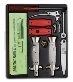 SKM 4" Italian Stiletto Red Keychain Kit - Flat Grind