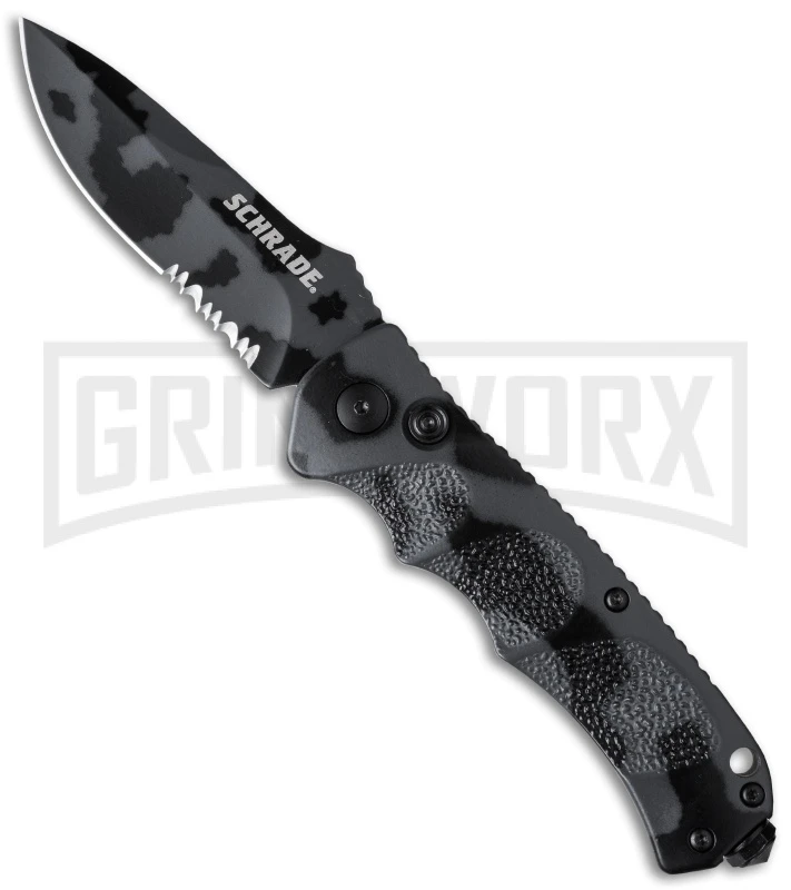 Schrade Extreme Survival SC60CS Urban Camo Automatic Knife - Drop Point Serr 3 Schrade Extreme Survival SC60CS Urban Camo Automatic Knife - Drop Point Serr