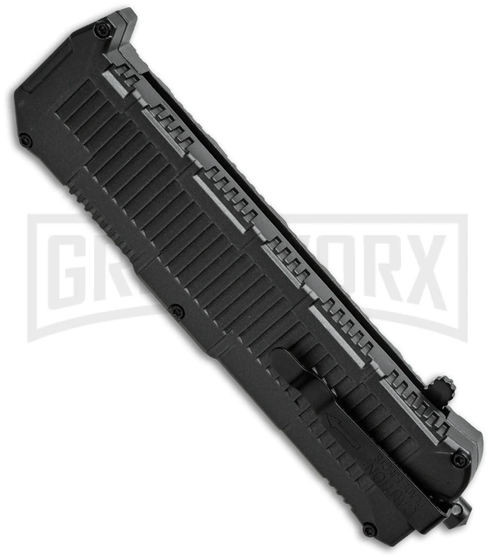 Schrade SCHOTF8TB Viper OTF Black Aluminum Assisted Knife - Tanto Black Plain 4 Schrade SCHOTF8TB Viper OTF Black Aluminum Assisted Knife - Tanto Black Plain - Image 2